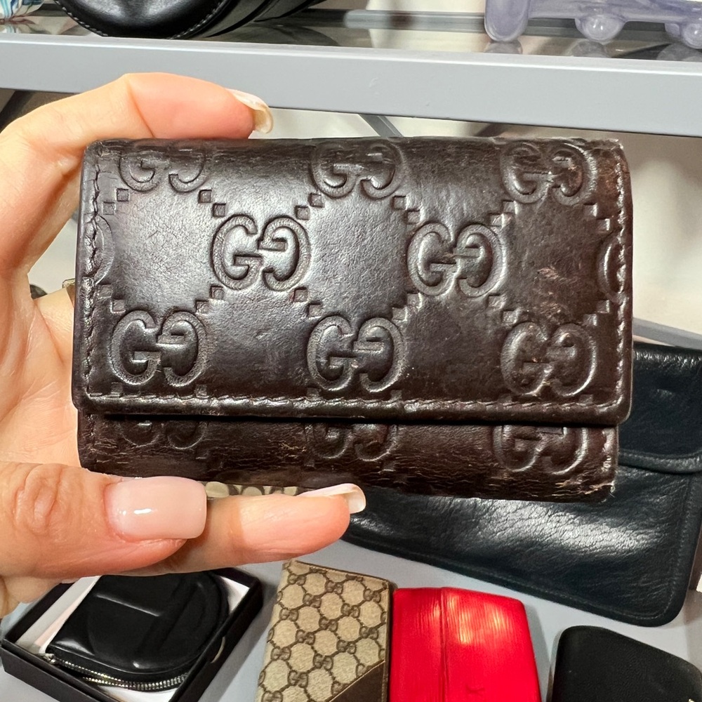 Gucci Brown Leather Keychain Wallet